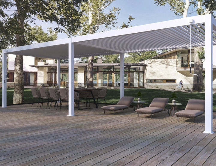 Baltic Manual Freestanding Louvre Roof Aluminium Pergola Size: 2 x 2m Color: White
