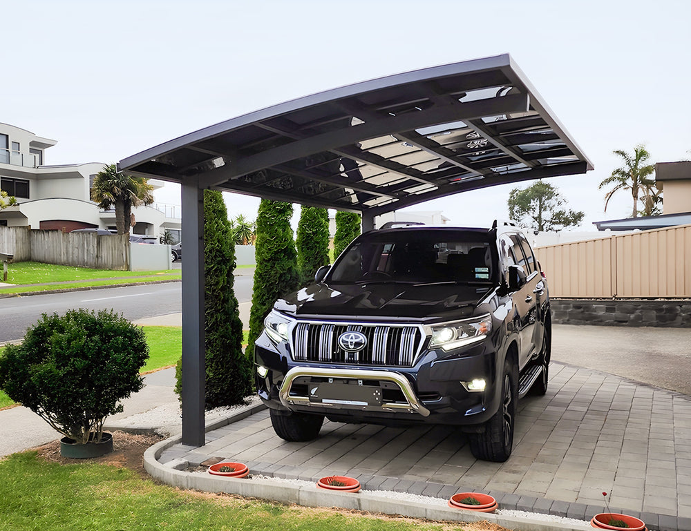 Single Carport-550x 280 x 316cm Frame Colour: Grey Panel Colour: Dark Grey