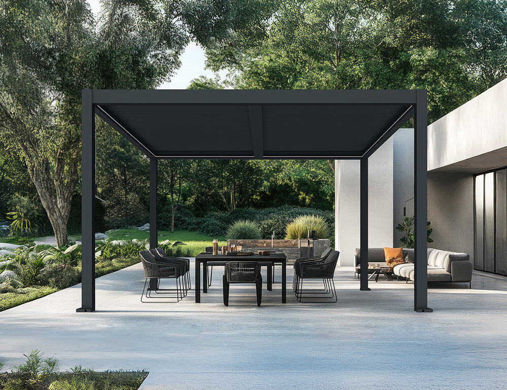 Caspian Manual Freestanding Louvre Roof Size: 3 x 3m Color: Black