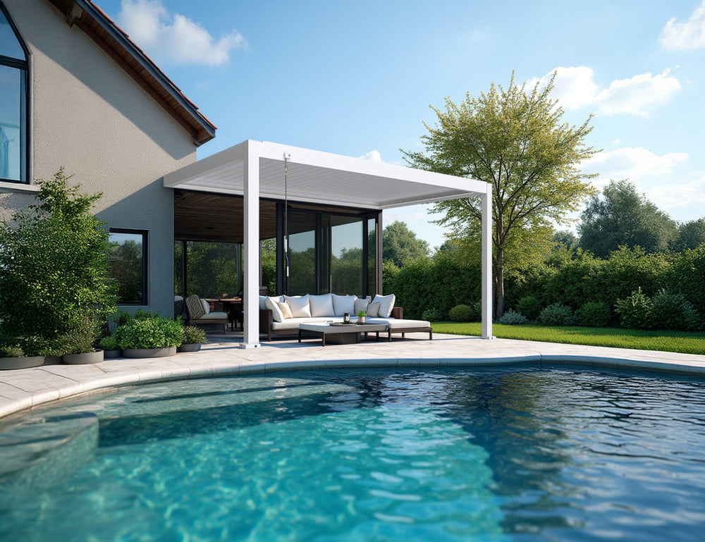 Caspian Manual Wall Mounted Louvre Roof Size: 3 x 2.9m Color: Black
