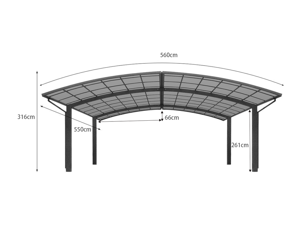 Two Car Double Carport-560x 550 x 316cm Frame Colour: Grey Panel Colour: Dark Grey