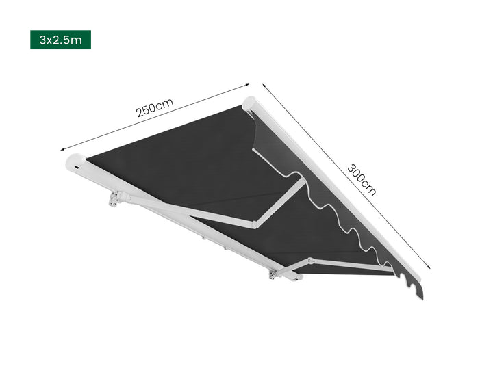 Etna Half Cassette Motorised Retractable Awning(valance removable) Size: 3 x 2.5m Color: Dark Grey+Dark Grey