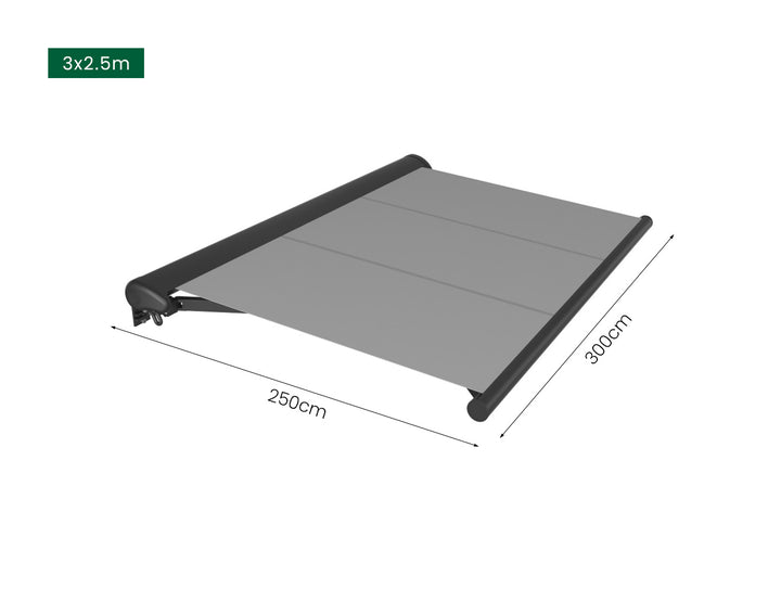 Etna Half Cassette Motorised Retractable Awning(valance removable) Size: 3 x 2.5m Color: Dark Grey+Dark Grey