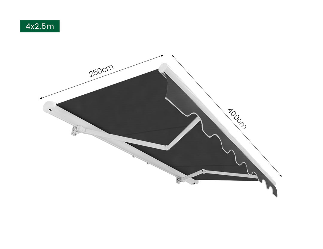 Etna Half Cassette Motorised Retractable Awning(valance removable) Size: 3 x 2.5m Color: Dark Grey+Dark Grey