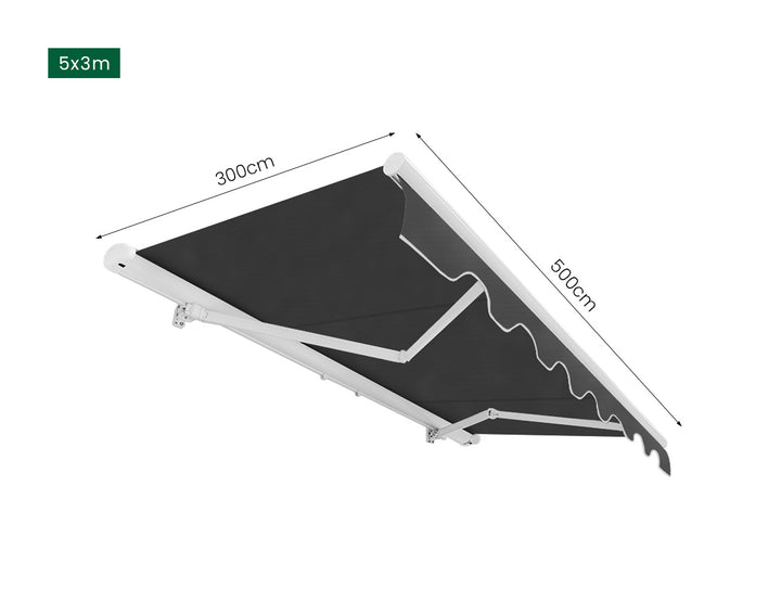 Etna Half Cassette Motorised Retractable Awning(valance removable) Size: 3 x 2.5m Color: Dark Grey+Dark Grey