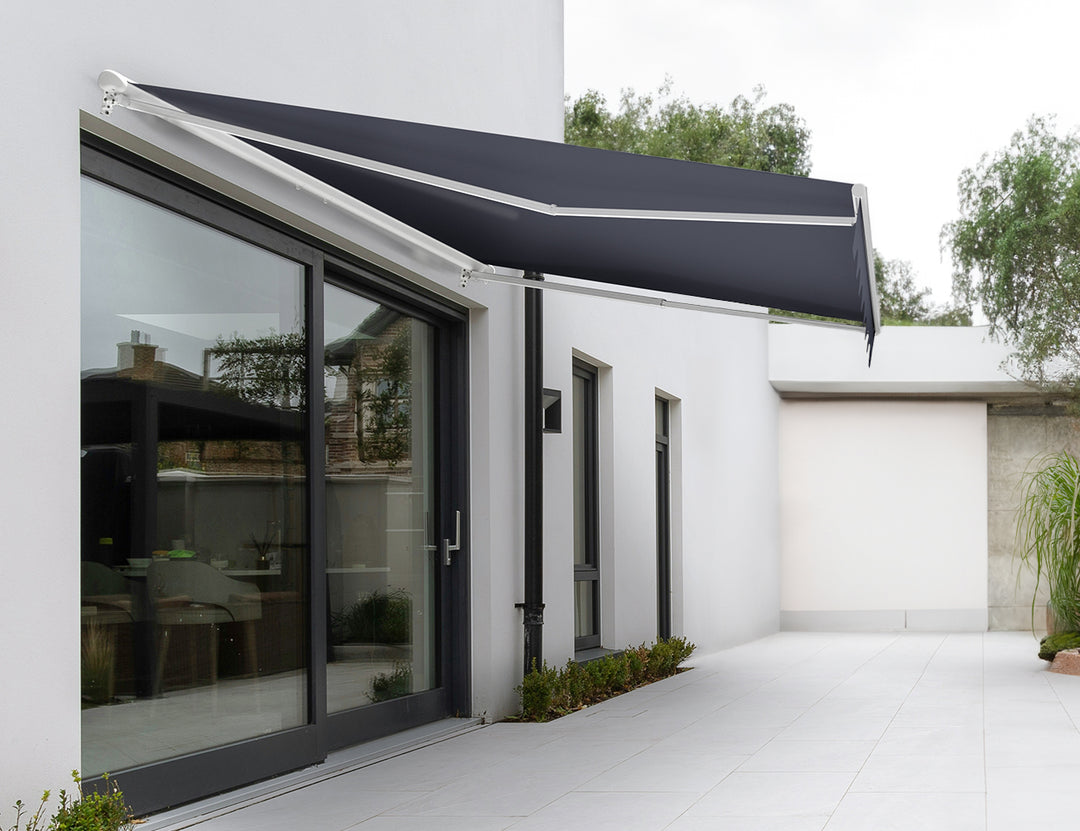 Etna Half Cassette Motorised Retractable Awning(valance removable) Size: 3 x 2.5m Color: Dark Grey+Dark Grey
