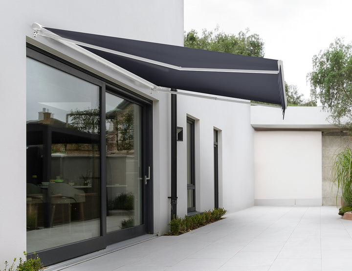 Etna Half Cassette Motorised Retractable Awning(valance removable) Size: 3 x 2.5m Color: Dark Grey+Dark Grey