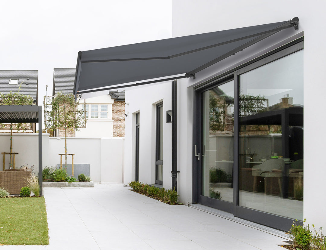 Etna Half Cassette Motorised Retractable Awning(valance removable) Size: 3 x 2.5m Color: Dark Grey+Dark Grey