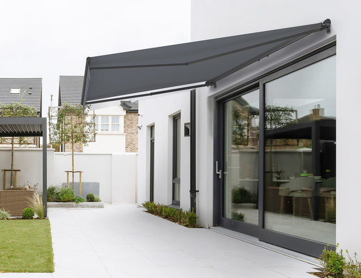 Etna Half Cassette Motorised Retractable Awning(valance removable) Size: 3 x 2.5m Color: Dark Grey+Dark Grey