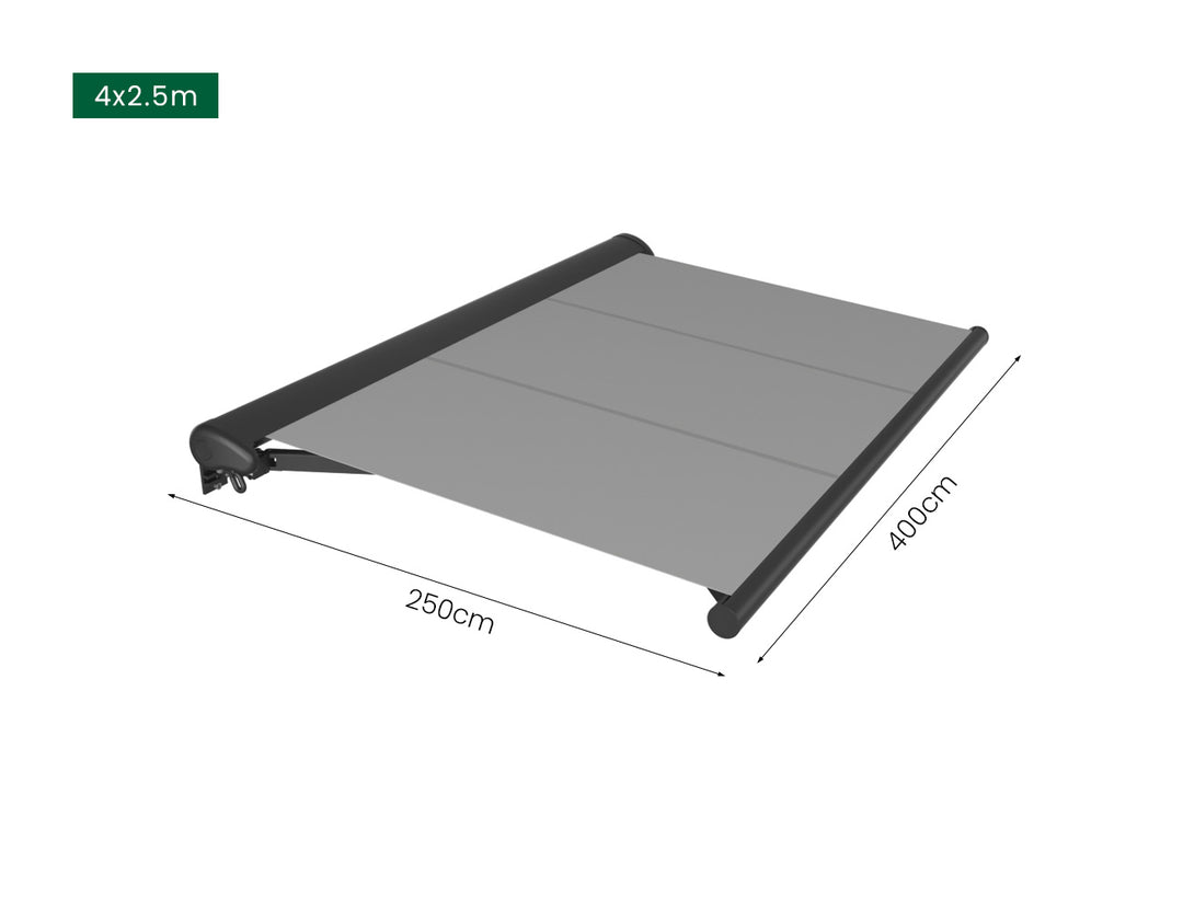 Etna Half Cassette Motorised Retractable Awning(valance removable) Size: 3 x 2.5m Color: Dark Grey+Dark Grey
