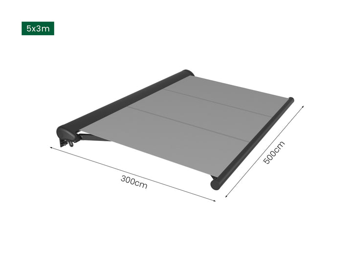 Etna Half Cassette Motorised Retractable Awning(valance removable) Size: 3 x 2.5m Color: Dark Grey+Dark Grey