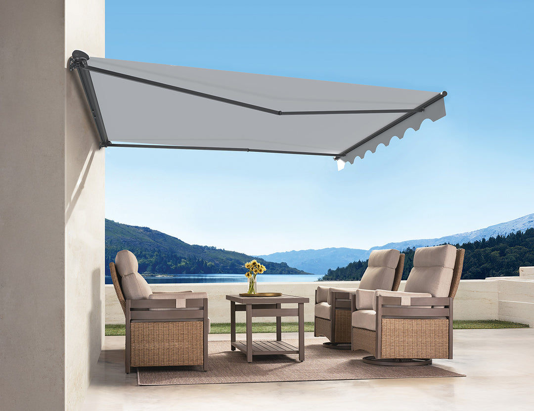Etna Half Cassette Motorised Retractable Awning(valance removable) Size: 3 x 2.5m Color: Dark Grey+Dark Grey