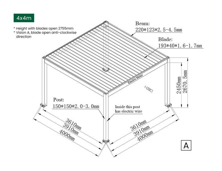 Tasman Motorised Freestanding Louvre Roof Aluminium Pergola