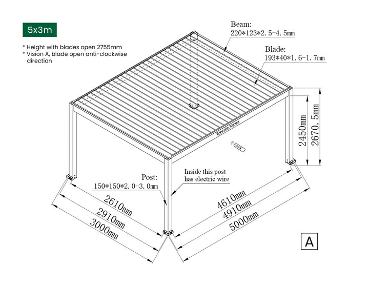 Tasman Motorised Freestanding Louvre Roof Aluminium Pergola