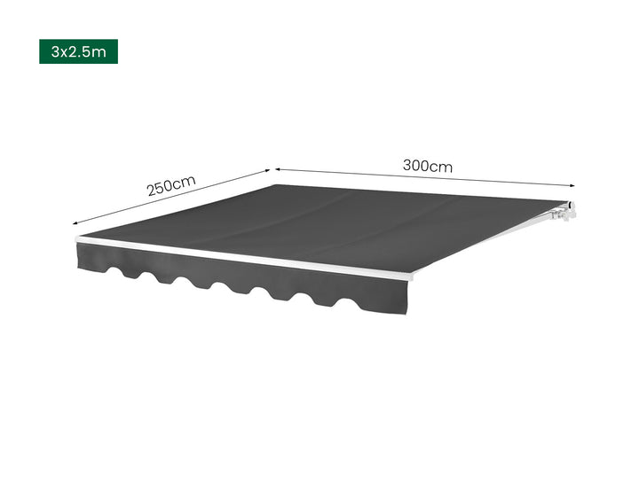 Fuji Manual Retractable Awning(valance removable) Size: 3 x 2.5m Color: Dark Grey