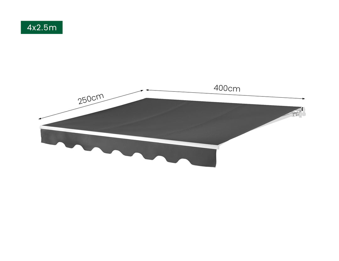 Fuji Manual Retractable Awning(valance removable) Size: 3 x 2.5m Color: Dark Grey