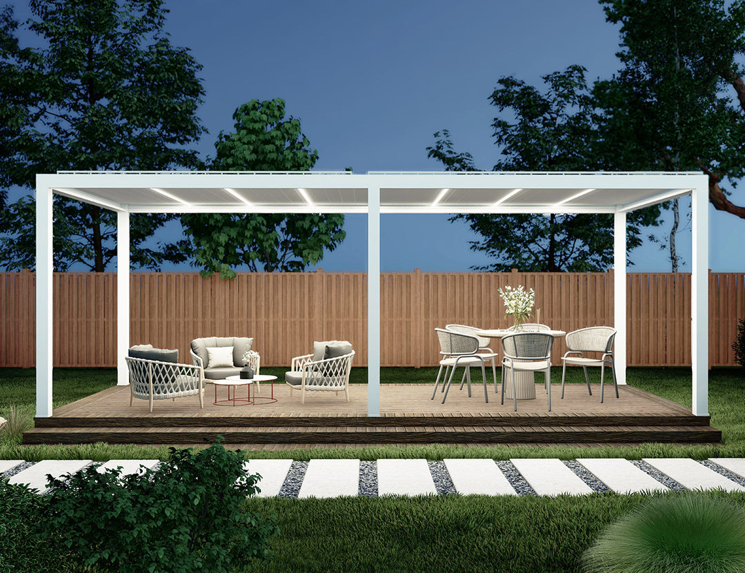 Baltic Motorised Freestanding Louvre Roof Aluminium Pergola Size: 2 x 2m Color: White