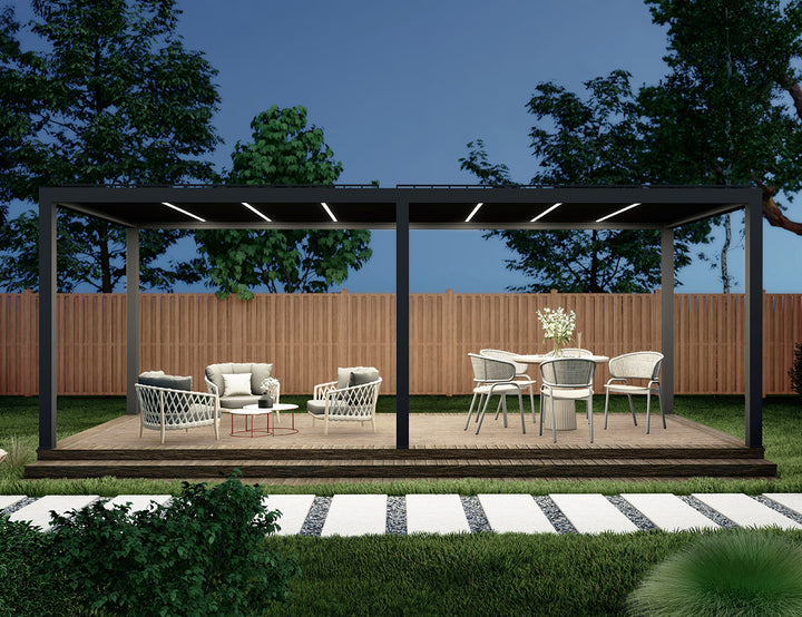 Baltic Motorised Freestanding Louvre Roof Aluminium Pergola Size: 2 x 2m Color: Black
