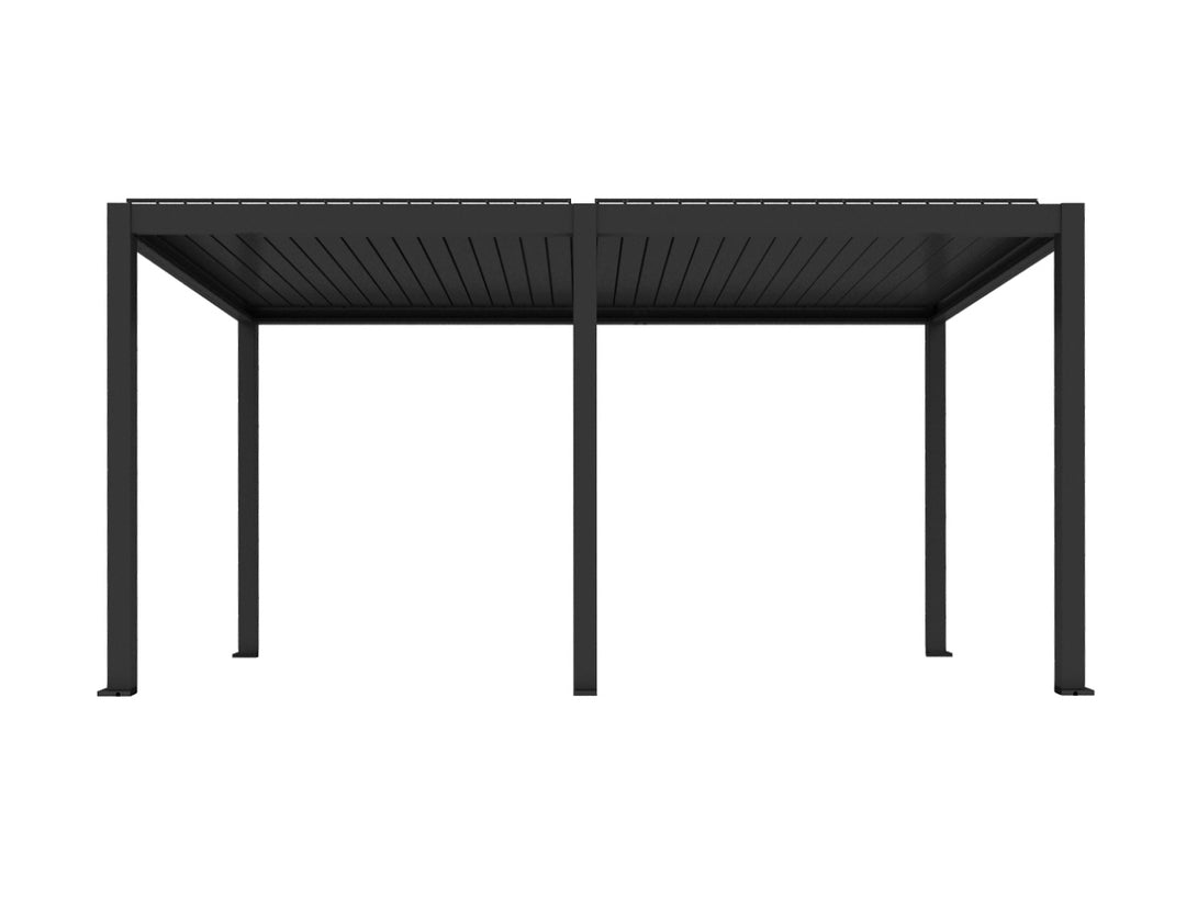 Baltic Motorised Freestanding Louvre Roof Aluminium Pergola Size: 5.7 x 2m Color: Black