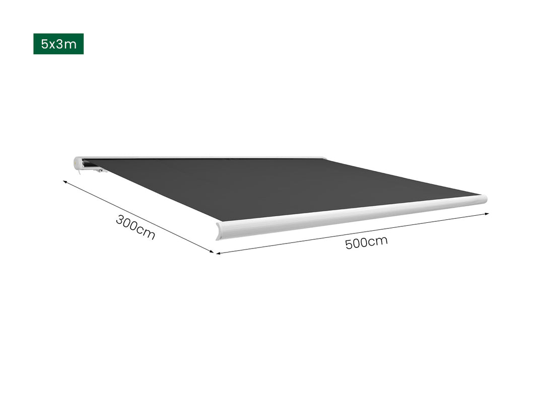 Rainier Full Cassette Motorised Retractable Awning Size: 4 x 2.5m Color: White+Dark Grey