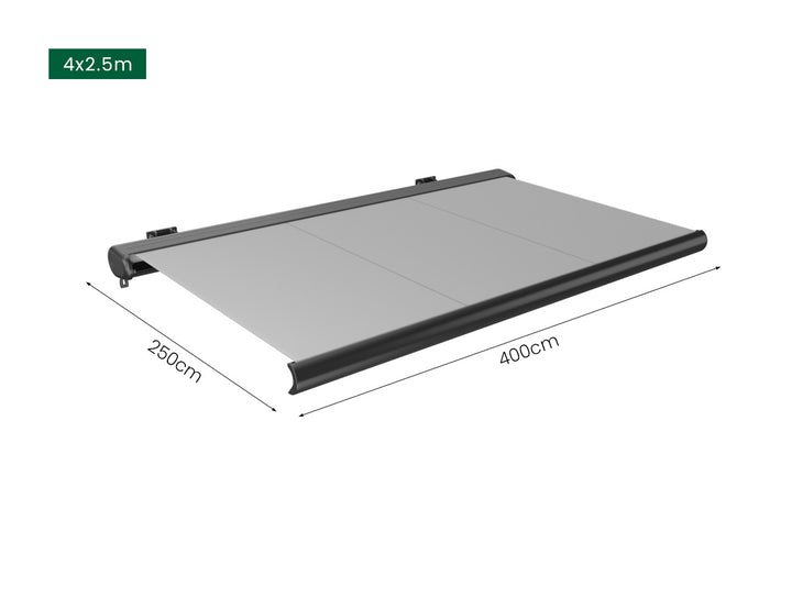 Rainier Full Cassette Motorised Retractable Awning Size: 4 x 2.5m Color: White+Dark Grey