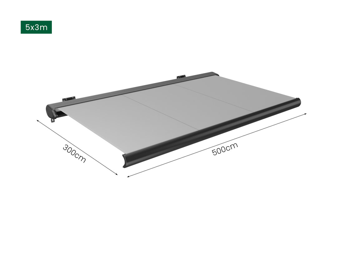 Rainier Full Cassette Motorised Retractable Awning Size: 4 x 2.5m Color: White+Dark Grey