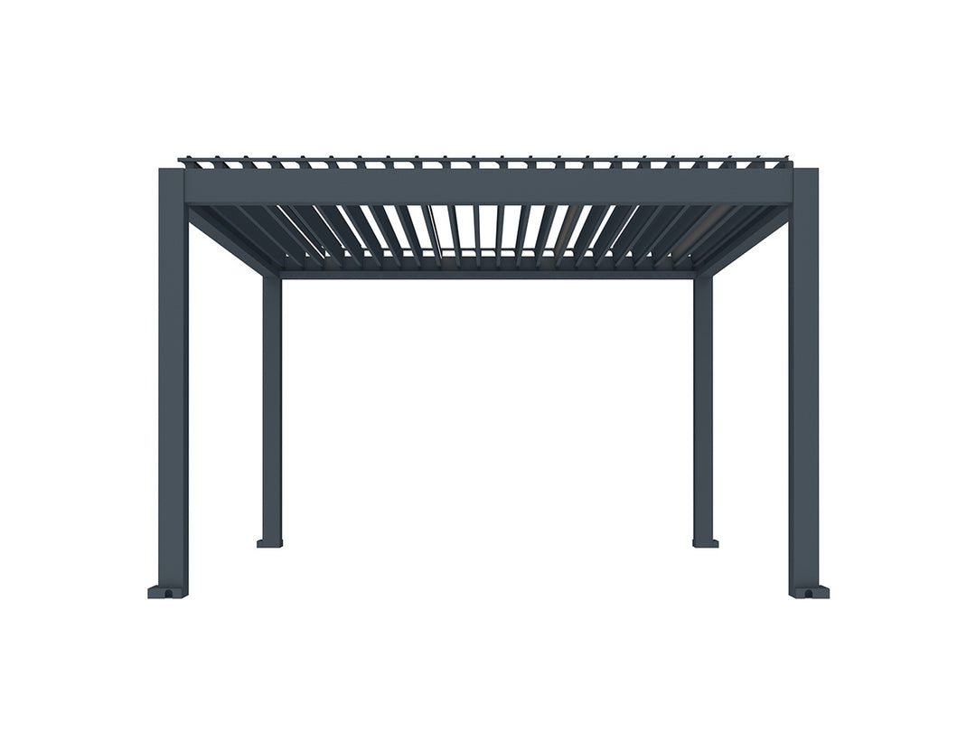 Tasman Motorised Freestanding Louvre Roof Aluminium Pergola Size: 4 x 4m Colour: Black