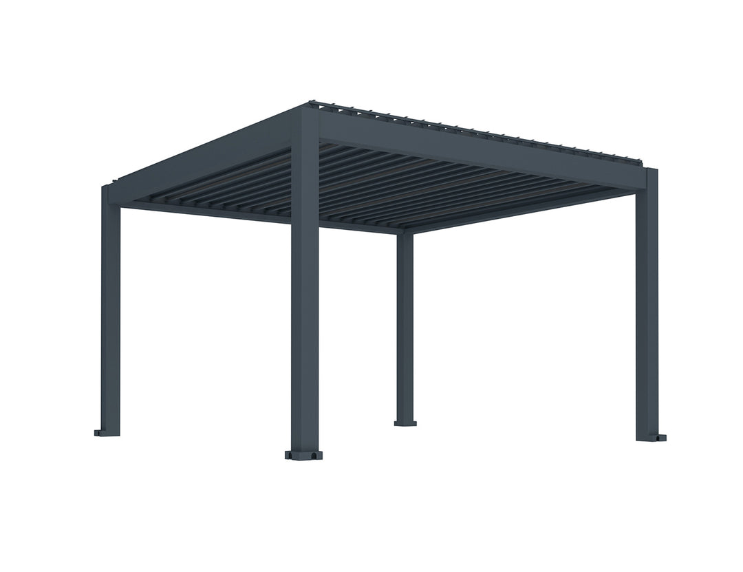 Tasman Motorised Freestanding Louvre Roof Aluminium Pergola Size: 4 x 4m Colour: Black