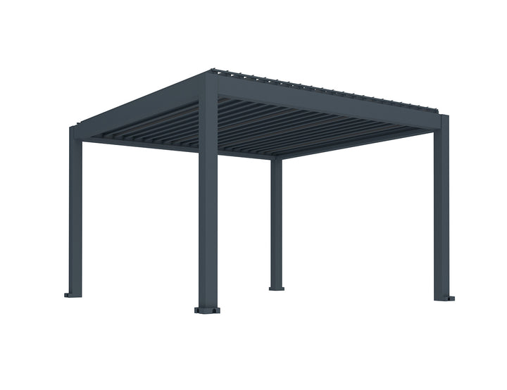 Tasman Motorised Freestanding Louvre Roof Aluminium Pergola Size: 4 x 4m Colour: Black