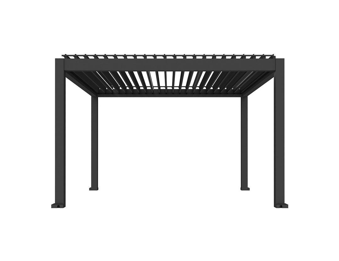 Tasman Motorised Freestanding Louvre Roof Aluminium Pergola Size: 4 x 4m Colour: Black