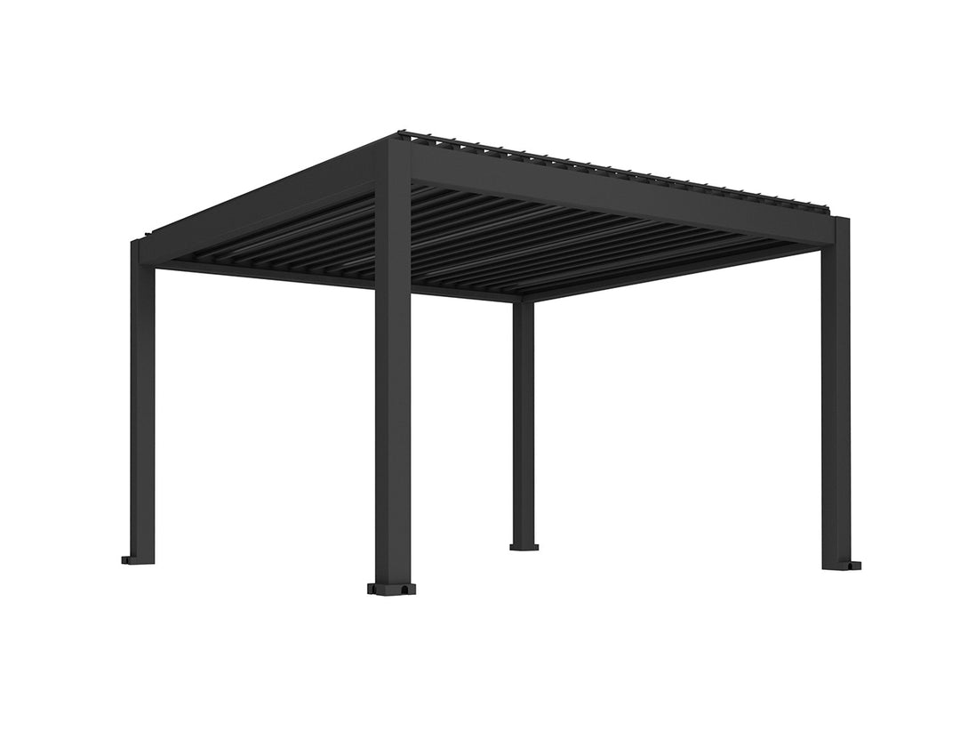 Tasman Motorised Freestanding Louvre Roof Aluminium Pergola Size: 4 x 4m Colour: Black
