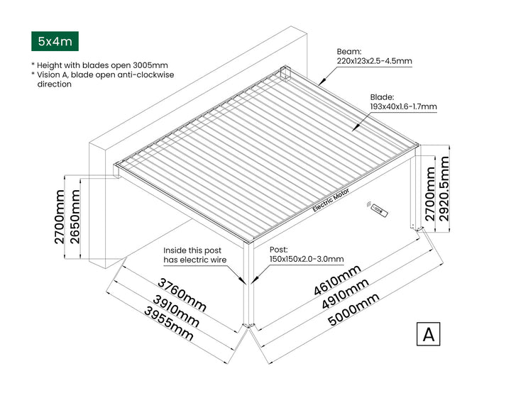Tasman Motorised Wall Mounted Louvre Roof Aluminium Pergola