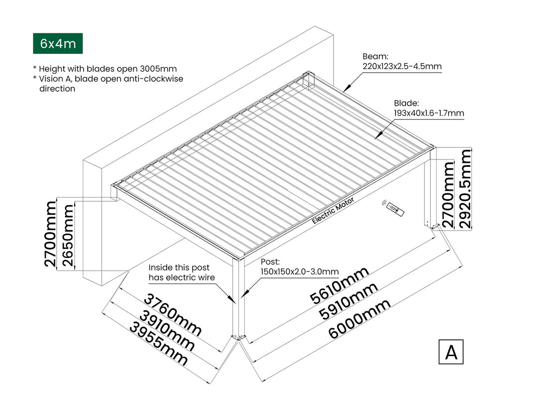 Tasman Motorised Wall Mounted Louvre Roof Aluminium Pergola