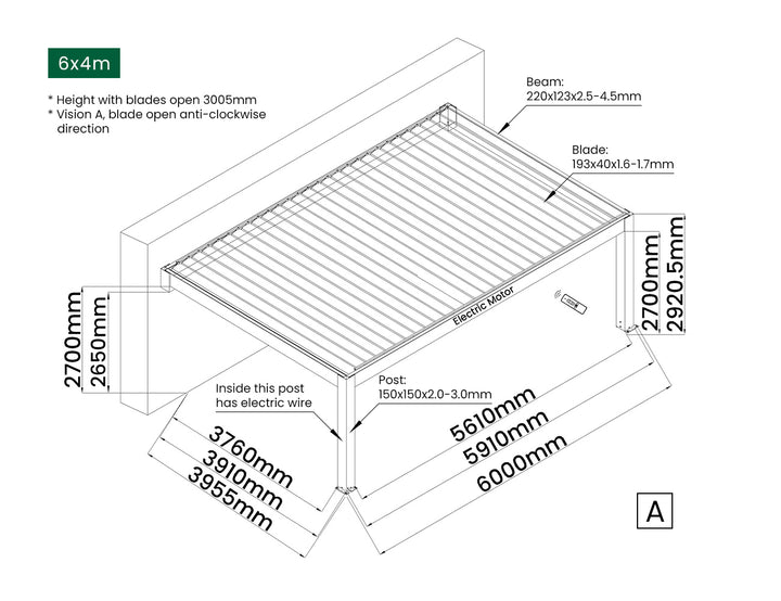 Tasman Motorised Wall Mounted Louvre Roof Aluminium Pergola