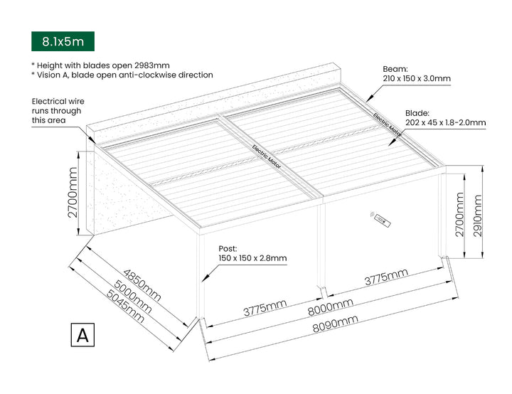 Pacific Motorised Wall Mounted Louvre Roof