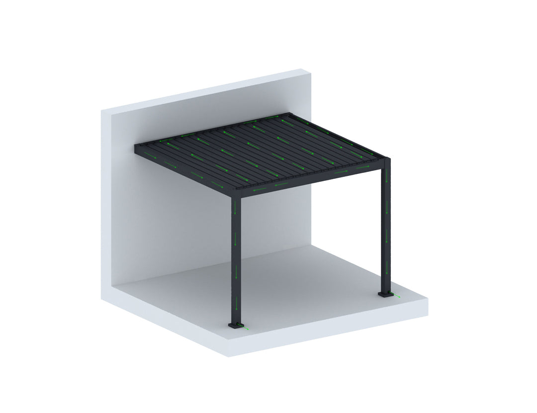 Baltic Manual Wall Mounted Louvre Roof Aluminium Pergola Size: 2 x 2m Color: Black