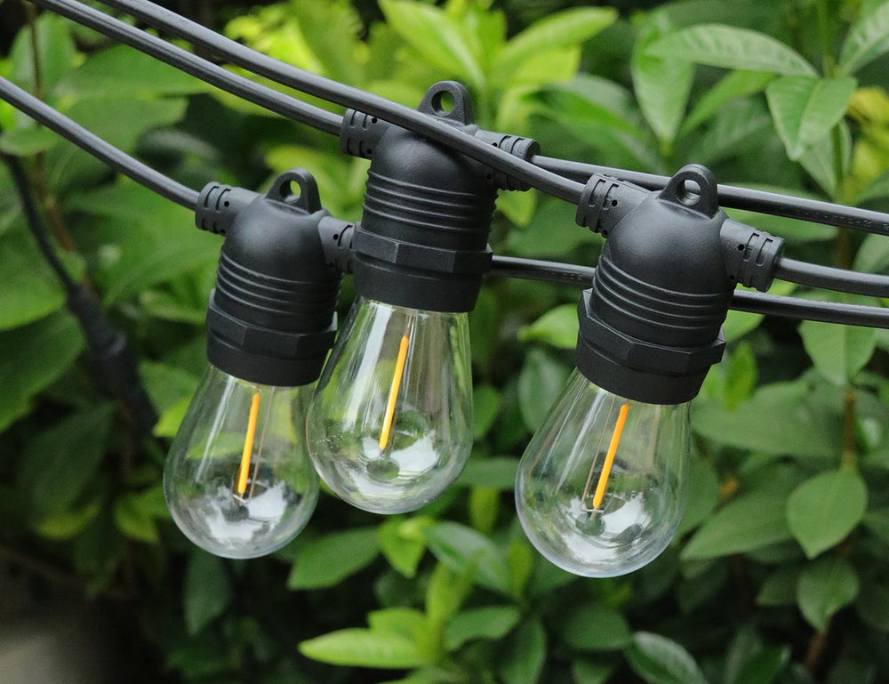 Outdoor LED Festoon String Lights - 10m Warm White Solar Powered