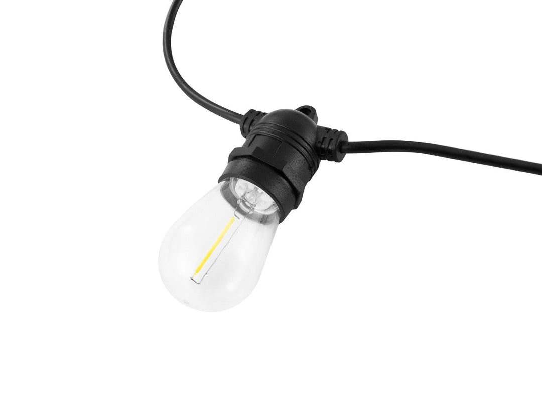 Outdoor LED Festoon String Lights - 10m Warm White Solar Powered