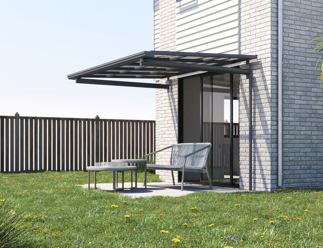 City Window / Door Awning Canopy Collection Size: 2 x 1.5m Frame Colour: Grey