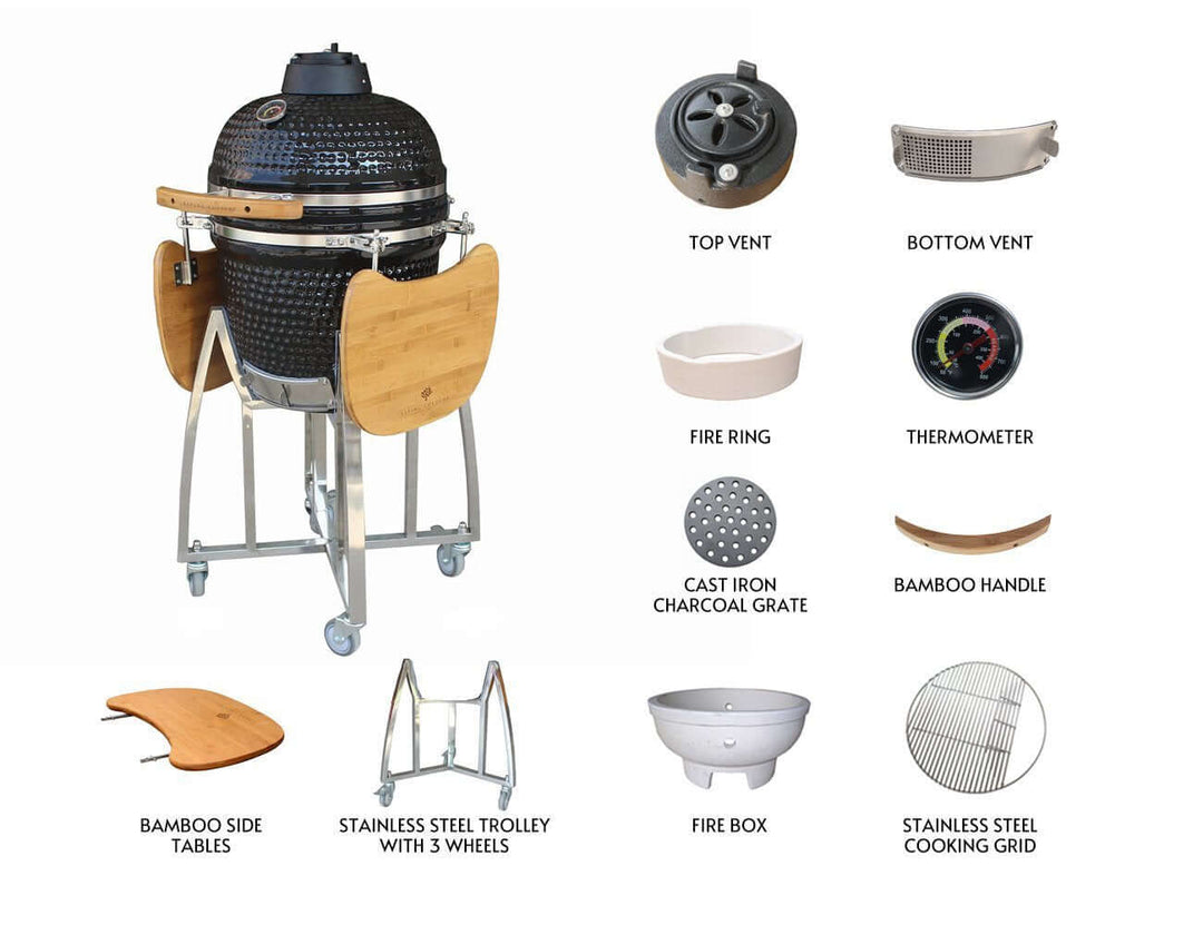 18" Kamado Ceramic Charcoal Grill With Bonus Accessory Pack Color: Blue