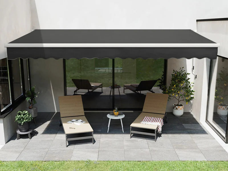 Manual Retractable Awning 3mx2.5m - Sunshade Shelter For Patio, Deck Color: Dark Grey