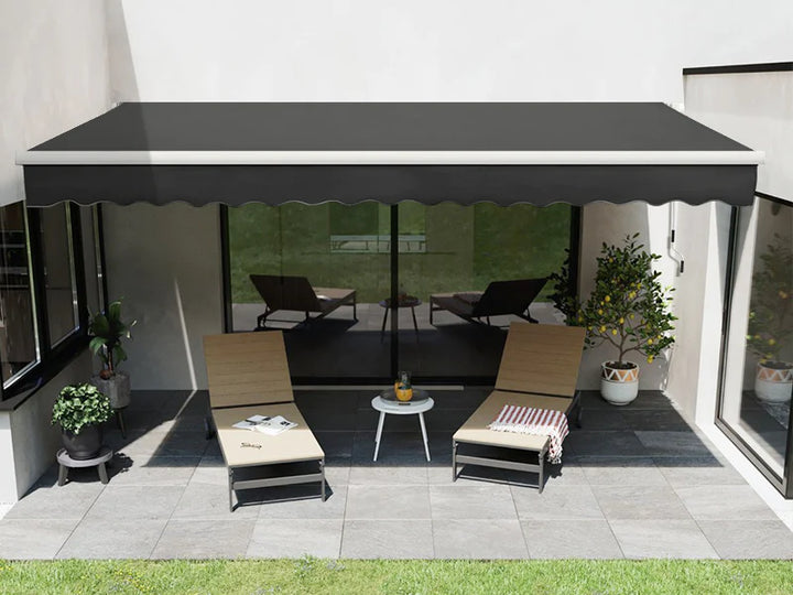 Manual Retractable Awning 3mx2.5m - Sunshade Shelter For Patio, Deck Color: Dark Grey