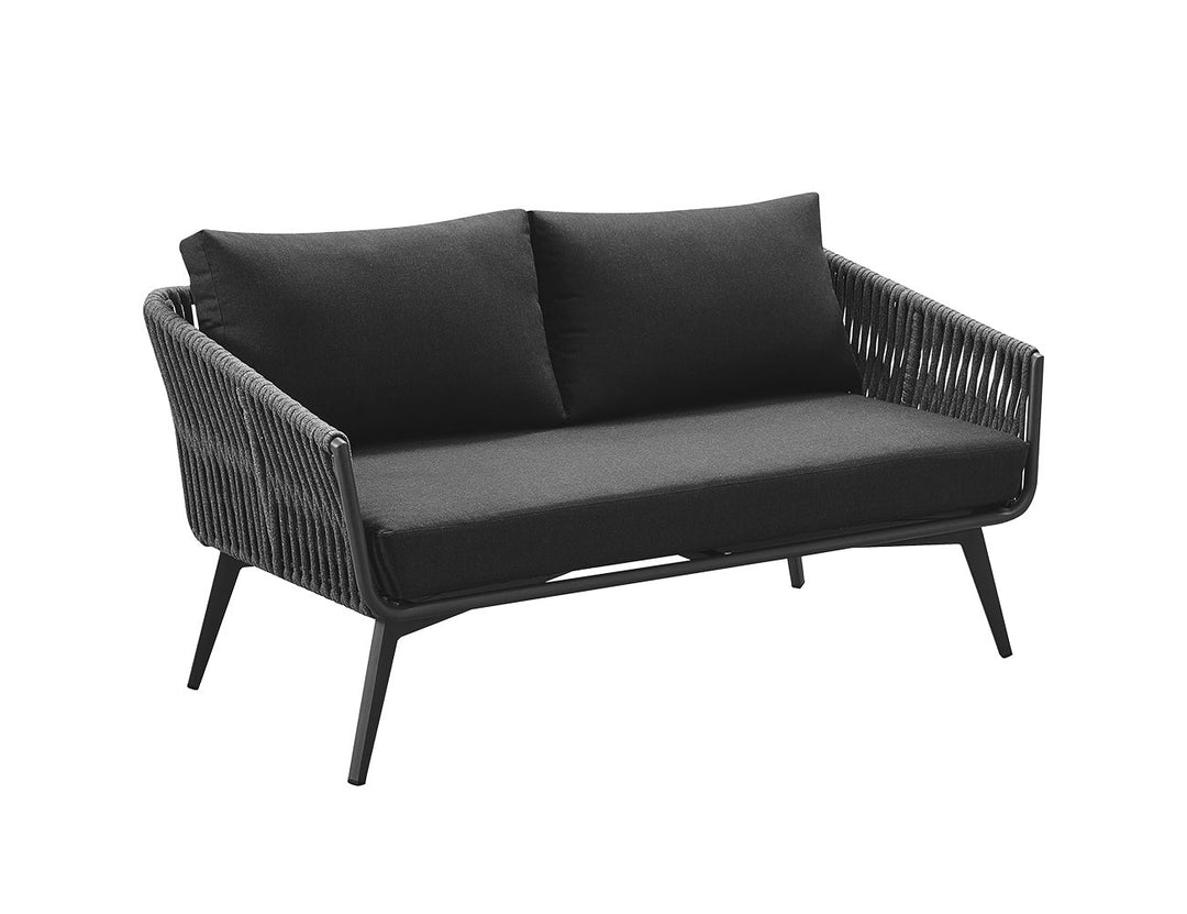 Kereru Aluminium and Rope Outdoor Loveseat Colour: Grey