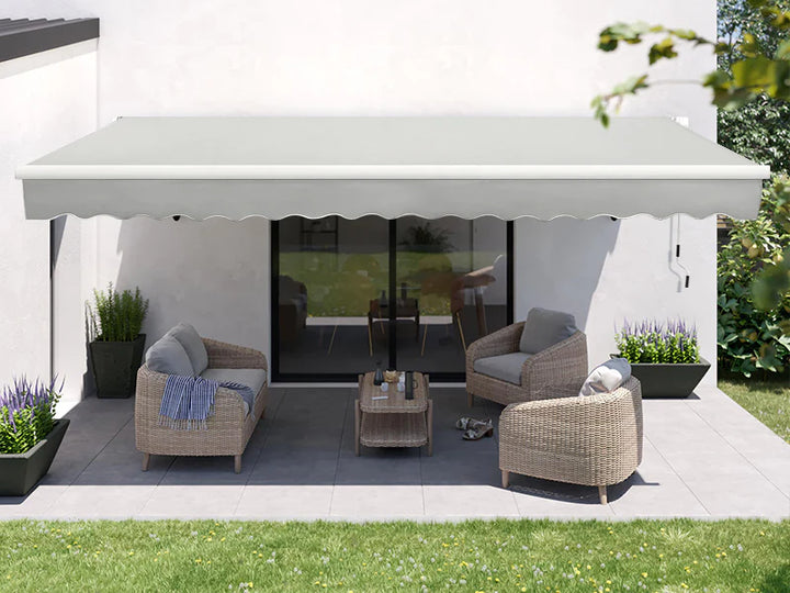 Manual Retractable Awning 3mx2.5m - Sunshade Shelter For Patio, Deck colour:Light Grey