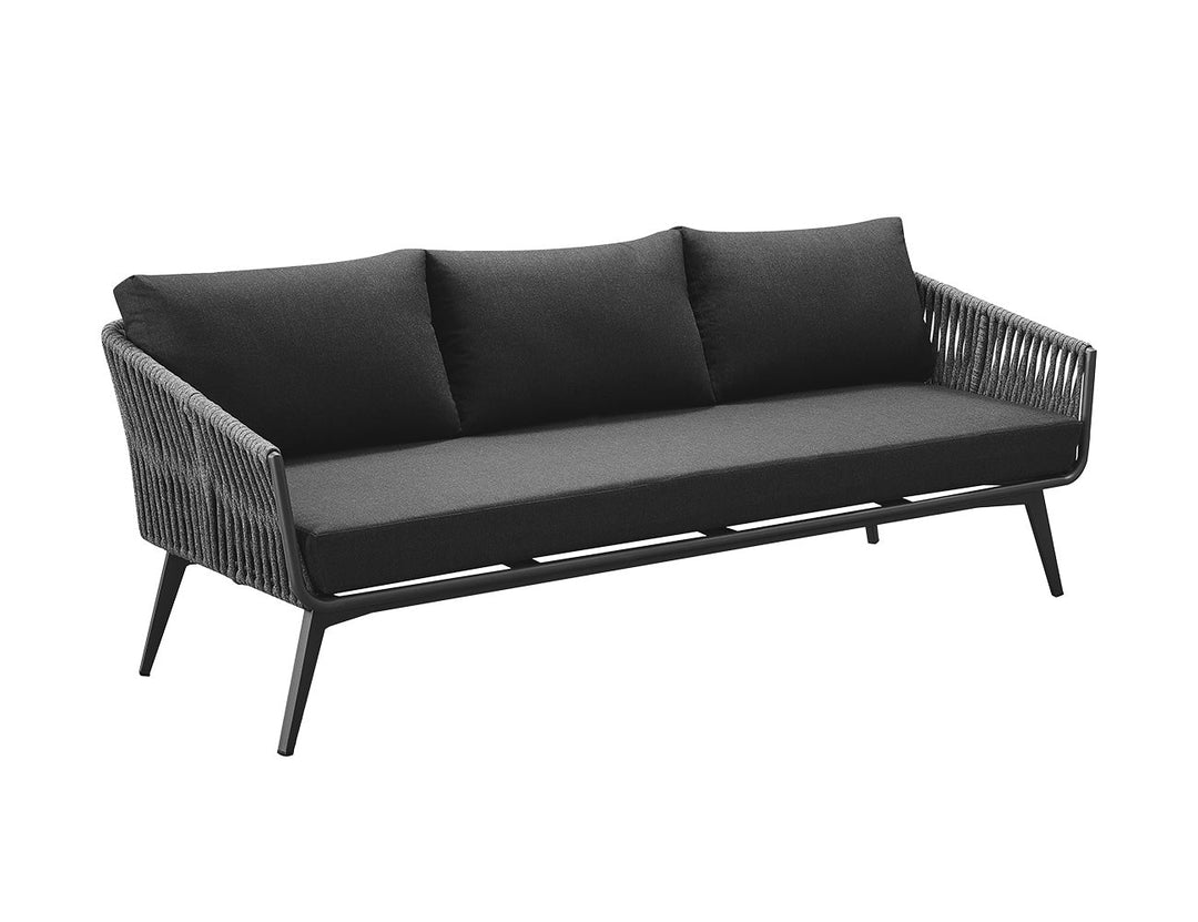 Kereru Aluminium and Rope Outdoor 3 seaters sofa Colour: Grey