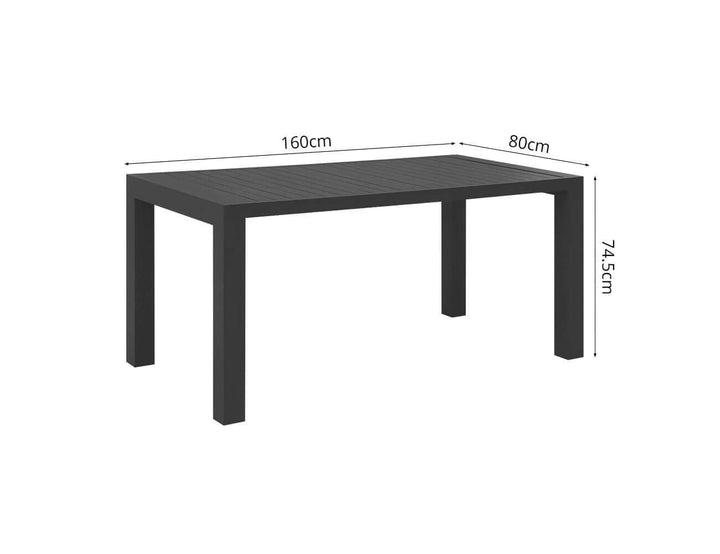 Cirrus Aluminium Outdoor Patio Dining Table 160 X 80cm Colour: Dark Grey