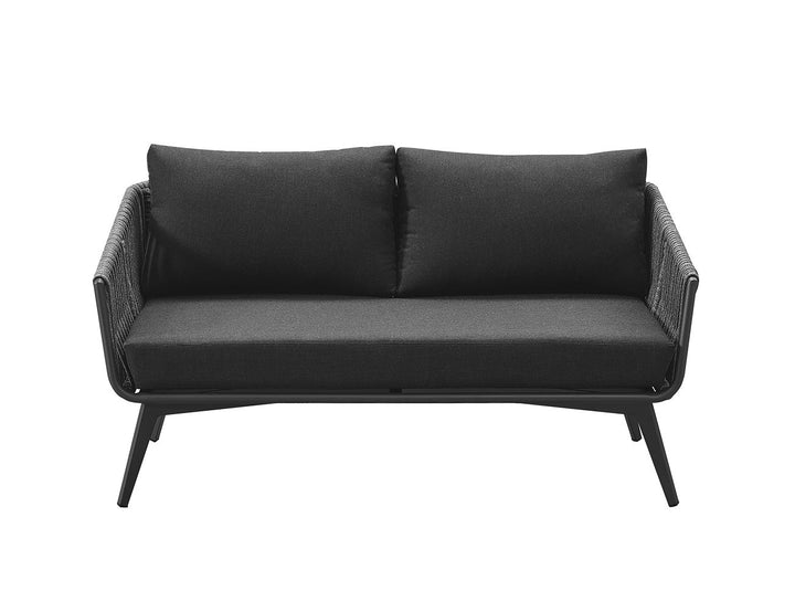 Kereru Aluminium and Rope Outdoor Loveseat Colour: Grey