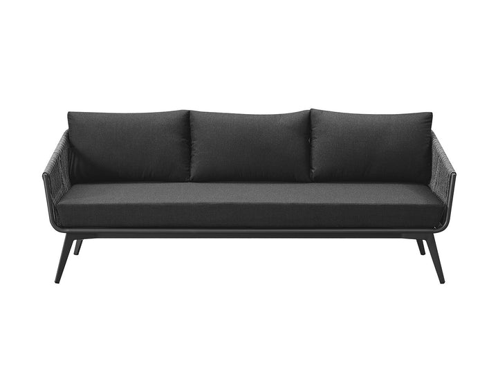 Kereru Aluminium and Rope Outdoor 3 seaters sofa Colour: Grey