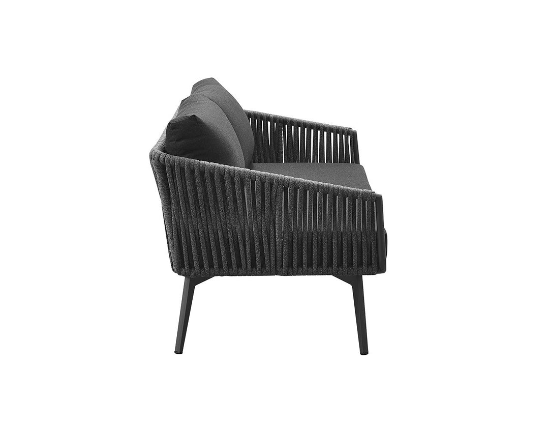 Kereru Aluminium and Rope Outdoor Loveseat Colour: Grey