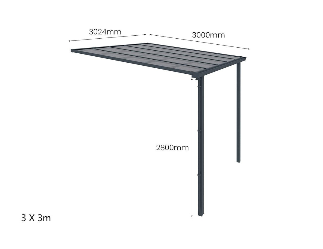 Urban Wall Mounted Patio Cover Collection Size: 3 x 3m Colour: Grey / Light Grey